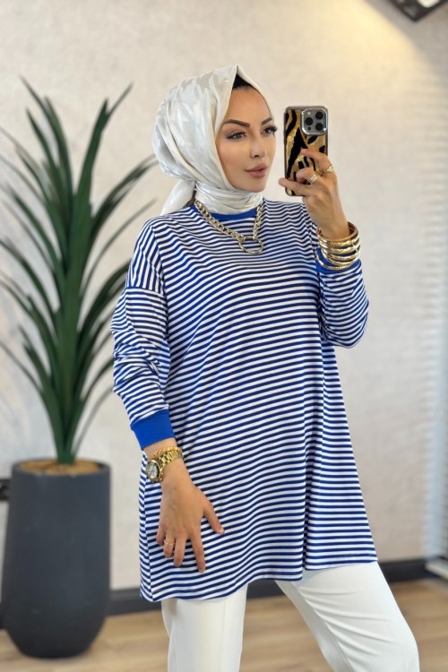 24093 Çizgili Tunik Saks