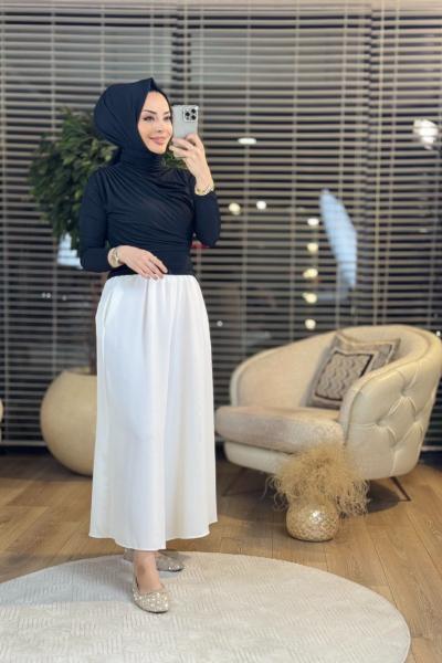 24294 Drapeli Bluz Siyah