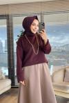 24381-1 Kalın Manşetli Bluz Bordo