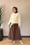24428 Üstü Dal Desenli Önden Düğmeli Gömlek Sarı