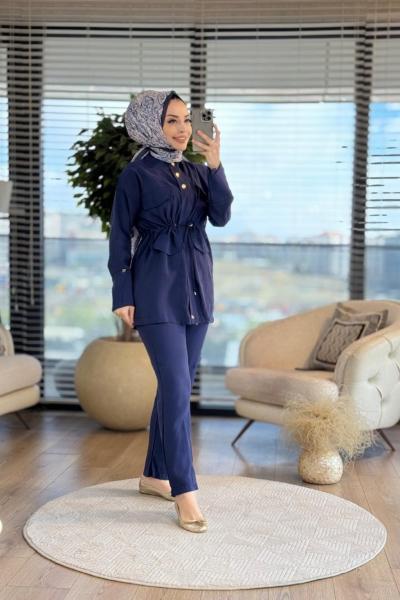 2460 Düğme Ve Cep Detaylı Takım Lacivert