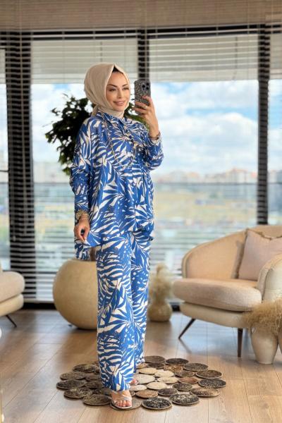 24TK333 Dal Desenli Takım Saks