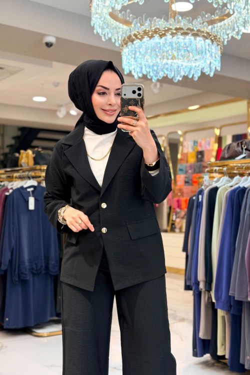250369-1 Günlük Pantolon Ceket Takım Siyah