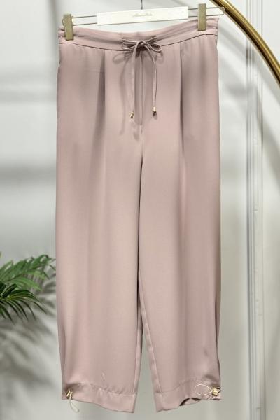 25092 Paçası Lastik Geçmeli Pantolon Bej