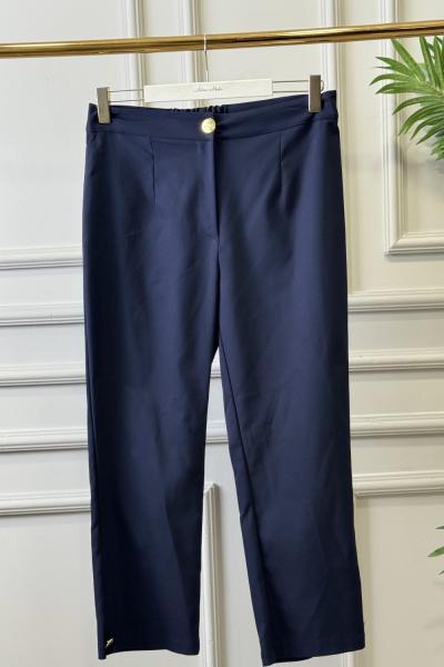 25559 Paçası Düğmeli Pantolon Lacivert