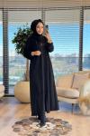 2572 Zincirli Hakim Yaka Süet Pardesü Siyah