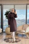2577 Kraş Kapitone Cep Fermuarlı Kaban Kahve