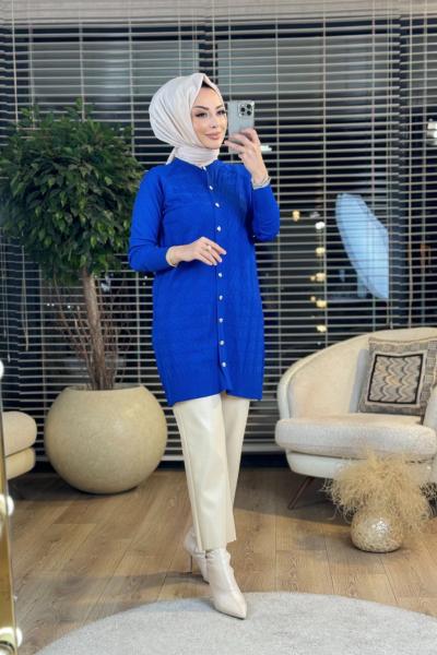 25K1111 Kazayağı Desen Hırka Saks