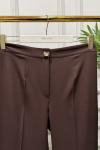 26065 Paçası Kalın Parçalı Pantolon Kahve
