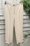 26065 Paçası Kalın Parçalı Pantolon Bej