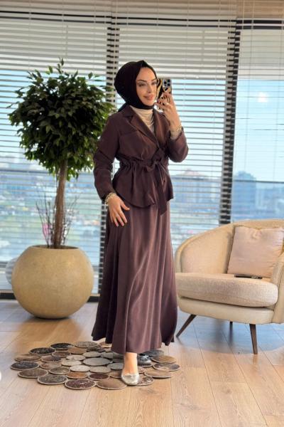 2617 Eyfel Keten Etekli Takım Kahve