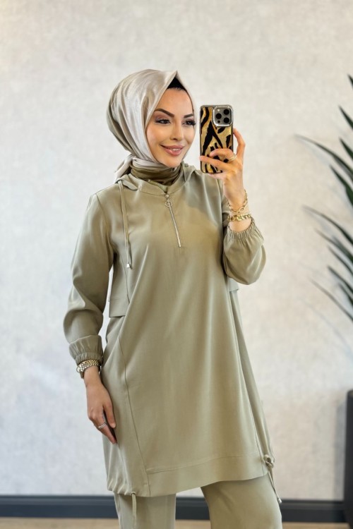 2623 Bağcıklı Yandan Parçalı Takım Çağla