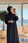 26246 Gonca Volanlı Elbise Siyah