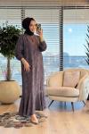 26246 Gonca Volanlı Elbise Vizon