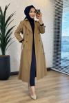2628 Ayaklı Yaka Trenç Camel
