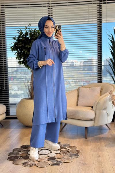 26602 Roba Parça Ön Ferm. Keten Takım İndigo