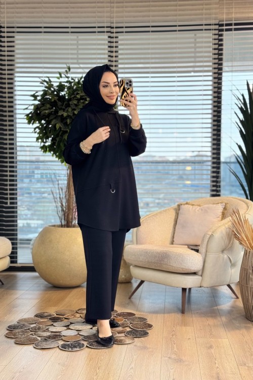 26605 Efsun Kapşonlu Oshyo Takım Siyah