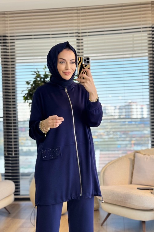 26622 Dilek Osyho Taşlı Takım Lacivert