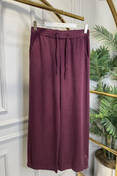2773-1 Bel Bağcıklı Tencel Pantolon Bordo
