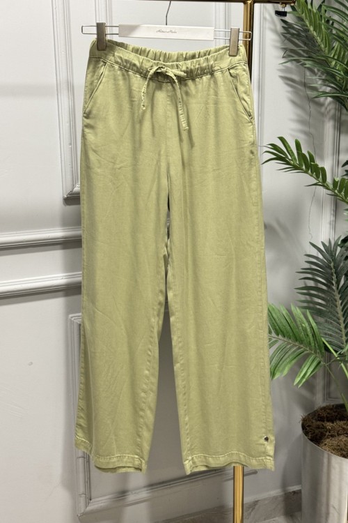 2773-2 Beli Bağcıklı Pantolon Yeşil