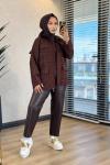 27QW6001 Kapitone Üstü Taşlı Kap Kahve
