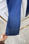 2802 Kot Paçası Serpme Taşlı Pantolon Lacivert