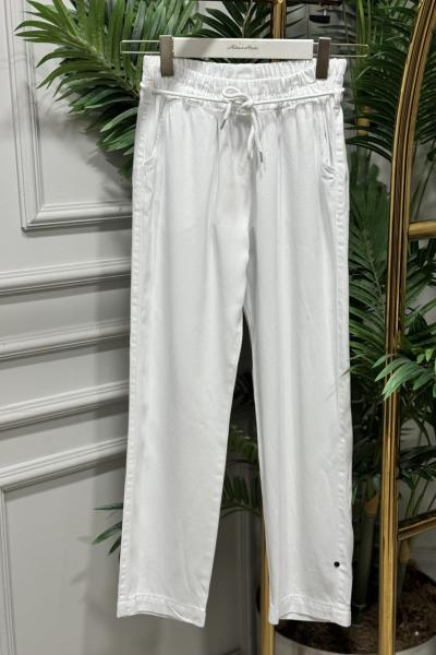 2803 Kot Bel Bağcıklı Havuç Pantolon Beyaz