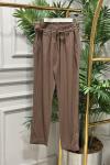 2803 Kot Bel Bağcıklı Havuç Pantolon Kahve