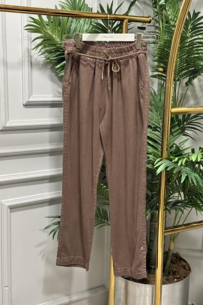 2803 Kot Bel Bağcıklı Havuç Pantolon Kahve