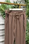2803 Kot Bel Bağcıklı Havuç Pantolon Kahve