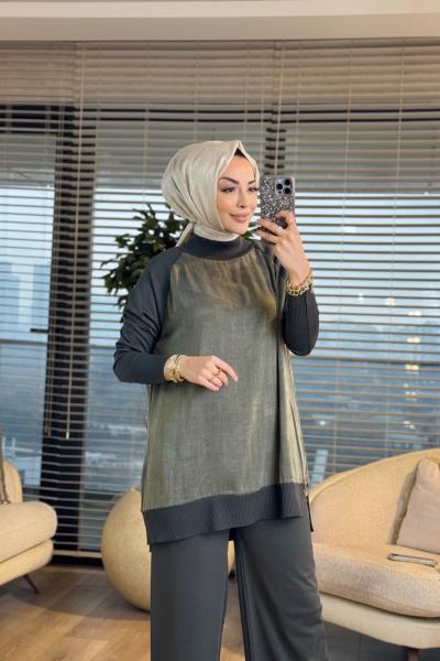 286 Düz Kupra Yandan Fermuarlı Tunik Haki