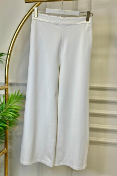 30007 İki İplik Bol Paça Pantolon Ekru