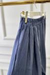 3206 Pileli Bol Paça Pantolon Lacivert