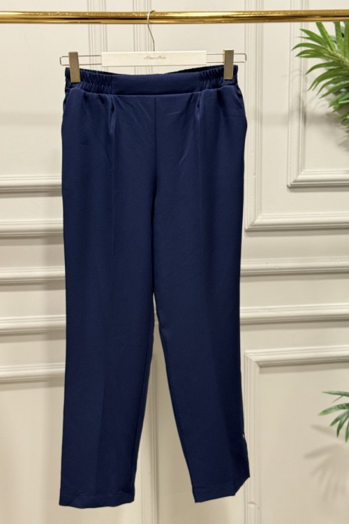 3229 Beli Lastikli Pantolon Lacivert