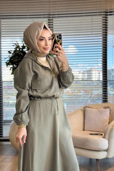 3236 Cep Detaylı Etekli Takım Haki