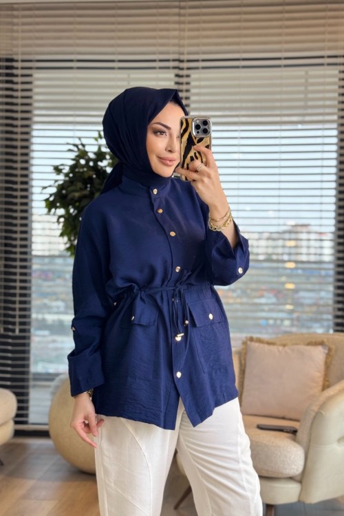 3280 Çıtçıt Detaylı Kap Lacivert