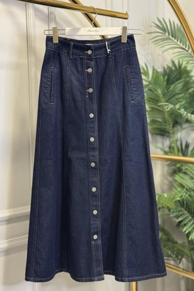 3321 Kot Önü Düğme Ve Dikişli Etek Lacivert