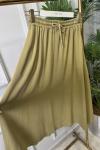 3322 Tencel Beli Lastikli Kloş Etek Yağ Yeşili