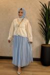 3368 Volan Detaylı Brode Kimono Ekru