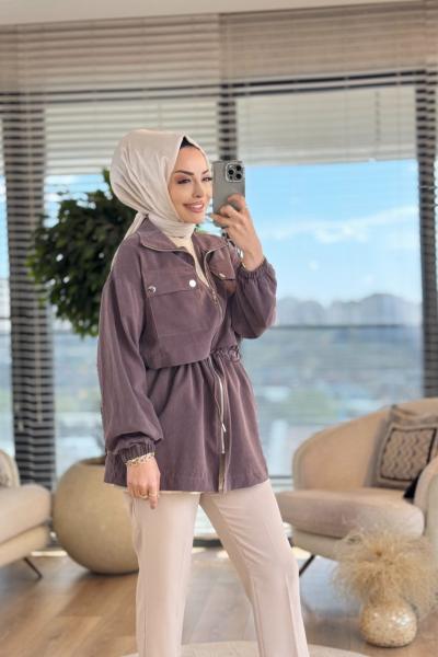 34082 Fermuarlı Dik Yaka Kap Kahve