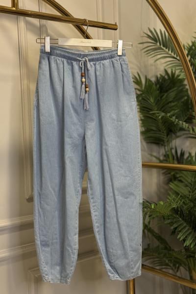 34157 Tencel Konik Pantolon Mavi