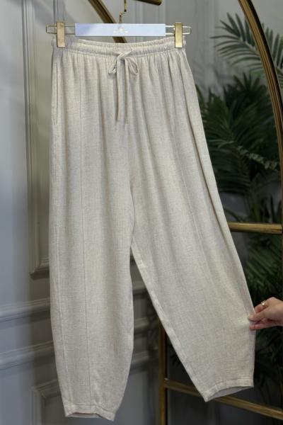 34691 Konik Keten Pantolon Bej