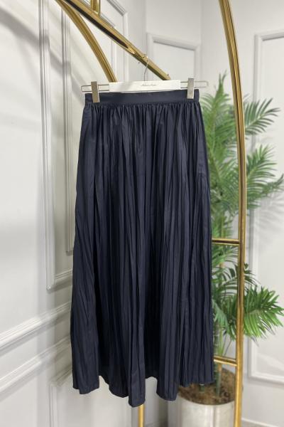 35138 Kırışık Etek Lacivert