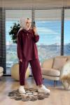 35792 Çıtçıtlı Yüksek Yakalı Takım Bordo