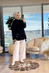 36070 Kesik Detaylı Tunik Siyah