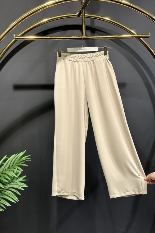 3692 Krep Bol Paça Pantolon Bej