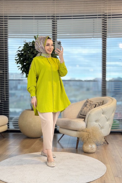 4008 Ada Gömlek Yağ Yeşili