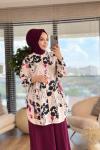 4016-1 Ege Yellow Stone Tunik Ekru Saks