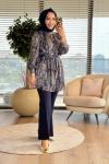 4074-1 Sofia Petek Desen Tunik Antrasit