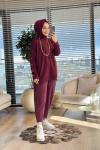 40741 Kolu Gold Düğmeli Triko Tunik Bordo
